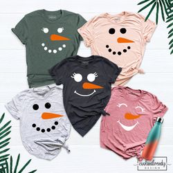 cute snowman face shirt gift for kids, family snowman shirt, snowman face shirt, snowman shirt, christmas shirt, snowman