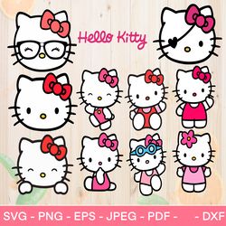 kawaii kitty svg bundle | hello kitty svg bundle | kitty svg | cute cat svg | png | dxf | eps | cut files for cricut