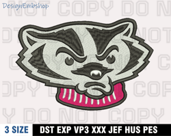 wisconsin badgers mascot embroidery designs, ncaa machine embroidery design, machine embroidery pattern