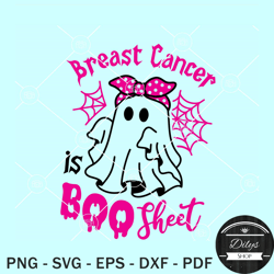 breast cancer is boo sheet svg, breast cancer halloween svg, breast cancer awareness svg
