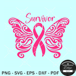 cancer survivor butterfly svg, breast cancer awareness svg, fight cancer svg