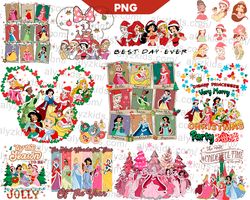 Disney Princess Christmas Png Bundle, Disney Christmas Png, Disney Princesses Png, Disney Princesses Christmas Png