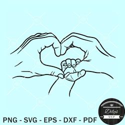 family hands heart svg, parents and kids hands in heart svg, family hands svg