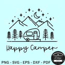 happy camper svg, camping svg, adventure svg, camp life svg, campfire svg