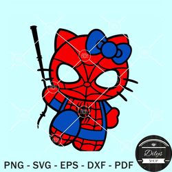 hello kitty spiderman svg, spider kitty svg, avengers hero svg