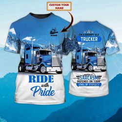 comfortable 3d trucker man shirt: personalized blue design for grumpy old truckers