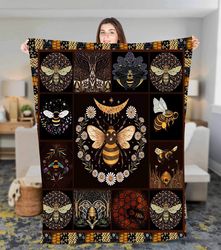 bee blanket, bee fleece sherpa blanket, christmas blanket, birthday gift for daughter, bee throws blanket, bee home deco
