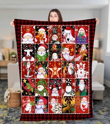 blanket for christmas santa claus, father christmas home decor fleece sherpa blanket, christmas blanket, christmas trees