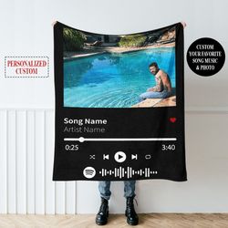 custom fleece blanket your photo  music favorite song, personalized gift quilt blanket photo great couples christmas 180