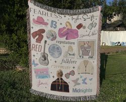 eras 2023 woven throw blanket, eras reputation blanket, swiftie tapestry throw, taylor swiftie merch gift, room decor, s