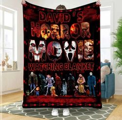 horror movie watching blanket, personalized blanket horror movie blanket, my horror movie blanket, horror blanket, scary