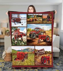 tractor this is a farmall for son, grandson fleece sherpa blanket, christmas blanket, tractor birthday gift, tractor thr
