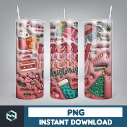 3d inflated christmas tumbler wrap design download png, 20 oz digital tumbler wrap png digital download (7)