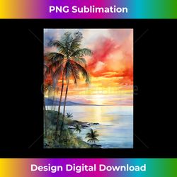 serene oahu hawaii beach evening sunset tank top - innovative png sublimation design - ideal for imaginative endeavors
