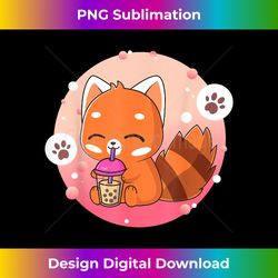 kawaii anime red panda drinking boba bubble tea - eco-friendly sublimation png download - crafted for sublimation excellence