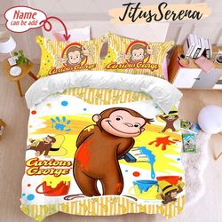 personalized curious george fleece blanket, curious george quilt blanket, monkey baby blanket, birthday gift for kid.jpg