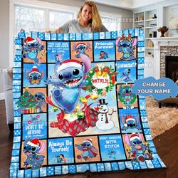 personalized disney stitch fleece blanket  disney lilo and stitch quilt blanket  disney stitch birthday gifts  stitch ch