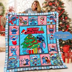 personalized disney stitch fleece blanket, lilo and stitch sherpa blanket  disney stitch birthday gifts  stitch christma