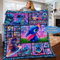 personalized disney stitch quilt fleece blanket  disney lilo and stitch bedding set disney stitch birthday gifts  stitch