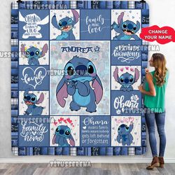 personalized disney stitch quilt fleece blanket, disney lilo and stitch blanket, disney stitch christmas gifts, stitch c