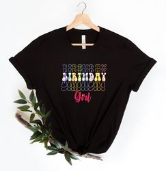 birthday girl shirt, birthday shirt for girls, cute birthday party tee, retro birthday gift, colorful t-shirt kids toddl