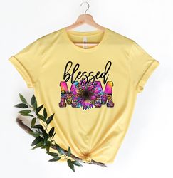blessed mom shirt, custom mothers day shirt for mama mother's day, cool mom shirt, best mom shirt, floral mama shirt, le