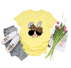 bunny with leopard glasses shirt, easter day shirt, easter bunny shirt, cute bunny shirt, easter shirts for women, easte