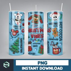 3D Inflated Christmas Tumbler Wrap Design Download PNG, 20 Oz Digital Tumbler Wrap PNG Instant Download (44)