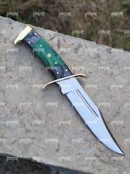 custom handmade beautiful d2 steel 16"hunting fix blade knife pakka wood and brass