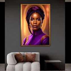 african woman art, artwork, canvas print, afro american woman painting, wall decor