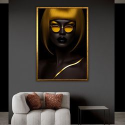 artwork afro american woman painting, african woman art, canvas print, wall decor