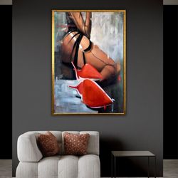 erotic wall art canvas print, sexy female body print, naked woman artwork, sensual bedroom decor