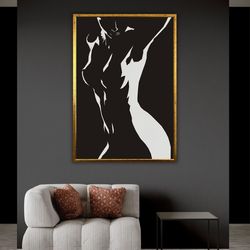 sexy woman art print, erotic bedroom canvas, female nude wall decor, sensual body artwork