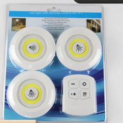 led light cob closet light night light 3w super bright cob under cabinet light wireless remote control dimmable.