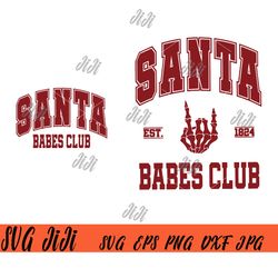 santa babes club bundle svg png, groovy christmas svg, skeleton hand christmas svg