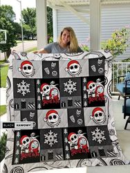 christmas gift, jack and sally quilt, jack skellington quilt, nightmare before christmas quilt, christmas quilt, comfort