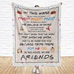 personalised friends blanket tv show, friends blanket with dialogues for friends merchandise fan, best gift for christma