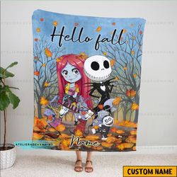 personalized blanket, custom blanket, jack skellington blanket, halloween blanket, fleece blanket, mink blanket, sherpa