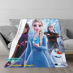 personalized kids blanket, princess elsa blanket, frozen blanket, snow queen princess blanket, kids face blanket, custom