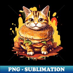 burger cat - png transparent sublimation design - fashionable and fearless