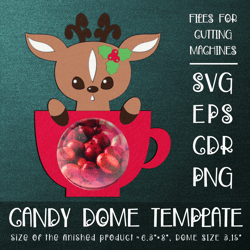 deer in a cup | candy dome | christmas ornament | paper craft template | sucker holder svg