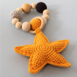 starfish teething ring crochet pattern, digital file pdf, digital pattern pdf