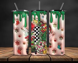 christmas 20oz tumbler wrap png, christmas 3d inflated puffy tumbler wrap png, grinchmas 20oz png 12