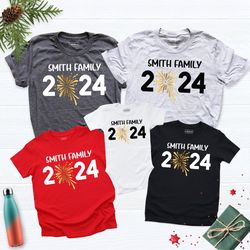 personalized family new year party shirt, custom 2024 shirt, matching tshirt for new yeear, custom new year outfit, happ