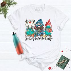 santas favorite nurse shirt, christmas nurse shirt, gnomes nurse shirt, gnomes doctor shirt, nursing school shirt, nurse