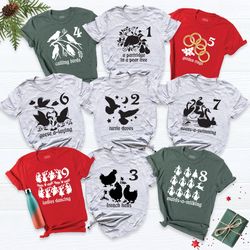 the 12 days of christmas group shirts, christmas matching shirt, christmas party shirts, family christmas holiday shirt,