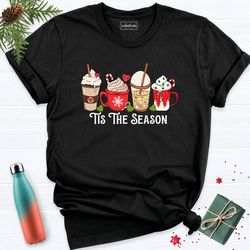 tis the season iced coffee christmas shirt, womens christmas shirt, cute winter shirt, xmas party drink shirt, christmas