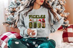 christmas pickle sweatshirt, christmas season sweatshirt, pickle lovers shirt, christmas pickles sweater, pickles crewne