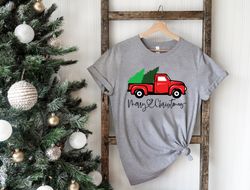 christmas trees truck shirt, christmas t-shirt, christmas family,red truck shirt,christmas gift,christmas truck family s