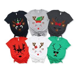 cute reindeer winter shirt, christmas family matching shirt, christmas group shirts, deer face shirt, funny christmas sh